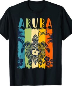 Sea Turtle Retro Aruba Caribe Family Vacation Tee Shirt