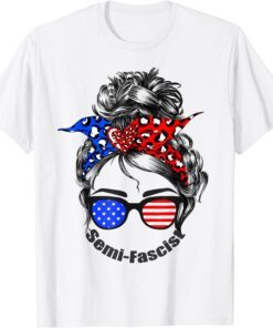 Semi-Fascist Messy Bun American Flag USA Vintage Tee Shirt