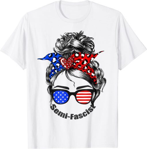 Semi-Fascist Messy Bun American Flag USA Vintage Tee Shirt