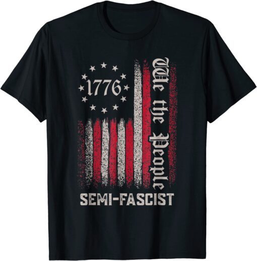 Semi-Fascist Political Humor Biden Quotes Us Flag Tee Shirt