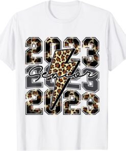 Senior 2023 Leopard Lightning Bolt Class of 2023 Graduation Tee Shirt