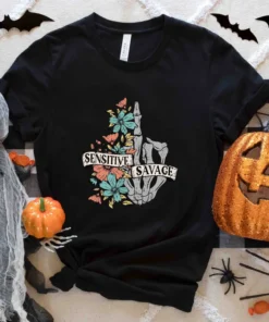 Sensitive Savage Skull Halloween T-Shirt