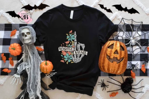 Sensitive Savage Skull Halloween T-Shirt