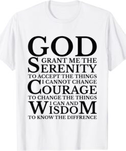 Serenity Prayer AA NA Sober Recovery Tee Shirt