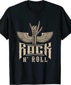 Skeleton Hand with wings Rock n Roll music Tee Shirt