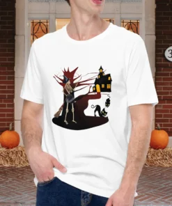 Skeleton Witch Halloween, Black Cat in Spooky Season Tee Shirt