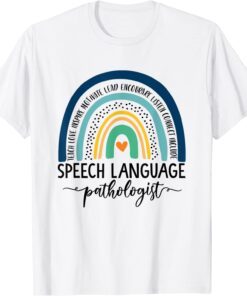 Speech Therapy Speech Language Pathologist SLP Boho Rainbow Tee Shirt