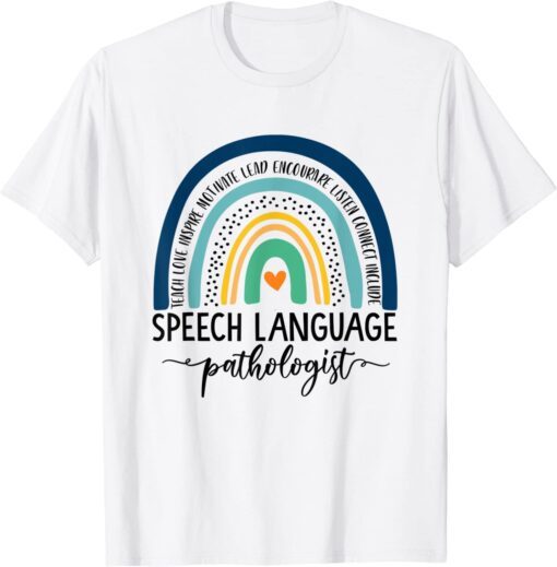 Speech Therapy Speech Language Pathologist SLP Boho Rainbow Tee Shirt