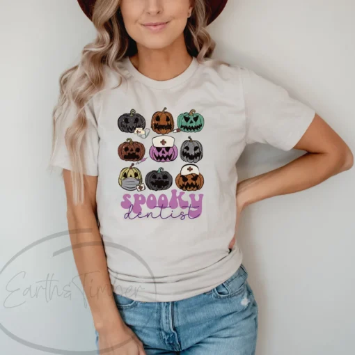 Spooky Dentist pumpkin fall Halloween Tee Shirt