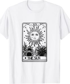 The Sun Tarot Card XIX Black And White Tee Shirt