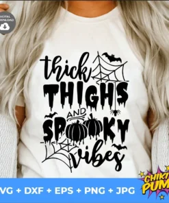 Thick Thighs And Spooky Vibes Halloween Tee shirt