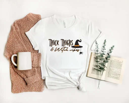 Thick Thighs & Witch Vibes Halloween Classic Shirt