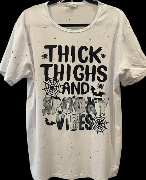 Thick thighs spooky vibes Hocus Pocus Halloween Tee Shirt