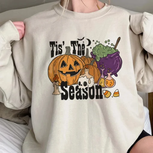 Tis The Season Halloween Pumpkins Tee Shirt