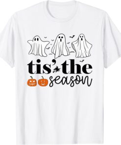 Tis The Season Pumpkin Ghost Boo Halloween Tee Shirt