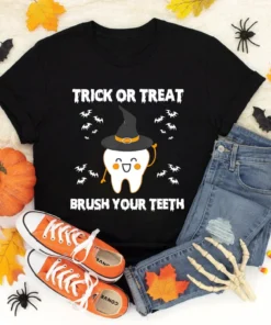 Trick Or Treat Brush Your Teeth Halloween Tee Shirt