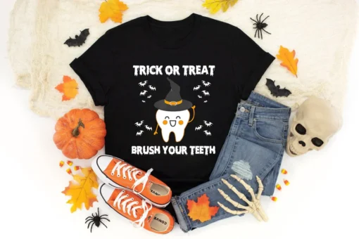 Trick Or Treat Brush Your Teeth Halloween Tee Shirt