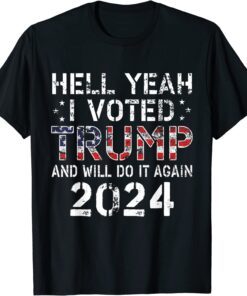 Trump 2024 I Voted Trump Flag MAGA USA Flag Trump 2024 Tee Shirt