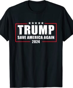 Trump 2024 Save America Again Trump American Flag Tee Shirt