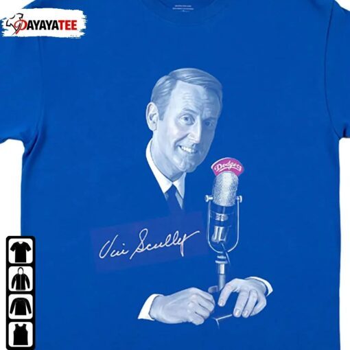 Vin Scully Microphone Vin Scully Los Angeles Dodgers Baseball Tee Shirt