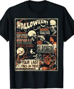 Vintage Horror Movie Poster Terror Old Time Halloween Tee Shirt