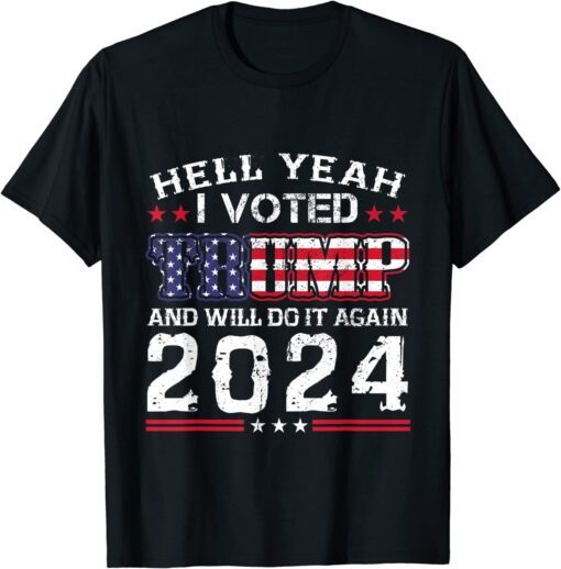 Vintage Trump 2024 Us Flag I Voted for Trump 2024 Election Tee Shirt