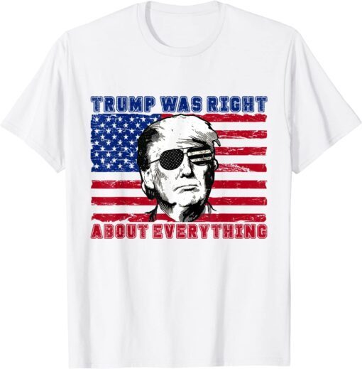 Vintage USA Flag Trump Was Right About Everything Vote 2024 Tee Shirt