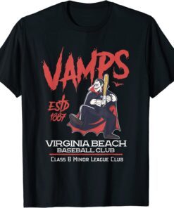 Virginia Beach Vamps Minor League Retro Baseball Team Tee Shirt