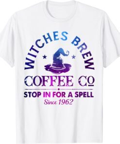Witch Hat Witches Brew Coffee Halloween Silhouette Tee Shirt