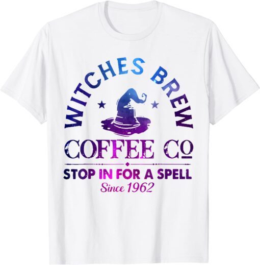 Witch Hat Witches Brew Coffee Halloween Silhouette Tee Shirt