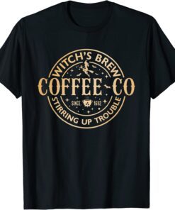 Witches Brew Coffee Co Halloween Witch Coffee Lovers Tee Shirt