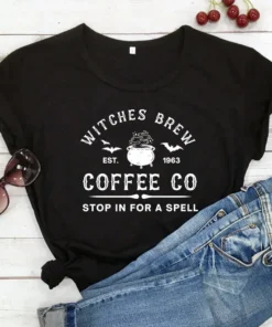 Witches Brew Coffee Co Stop in for a Spell Tee Shirt