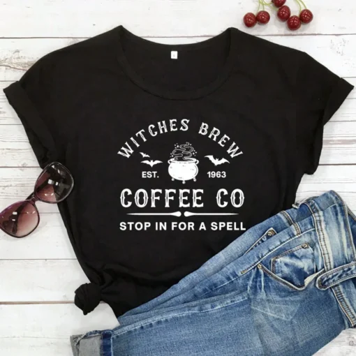 Witches Brew Coffee Co Stop in for a Spell Tee Shirt