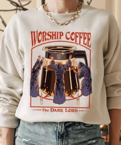 Worship Coffee The Dark Lord Halloween Tee Shirt