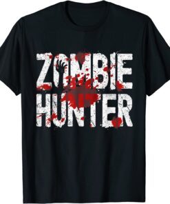 Zombie Hunter Halloween Costume Blood Splatter Tee Shirt