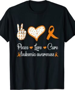 peace love cure Leukemia Awareness orange Ribbon product Tee Shirt