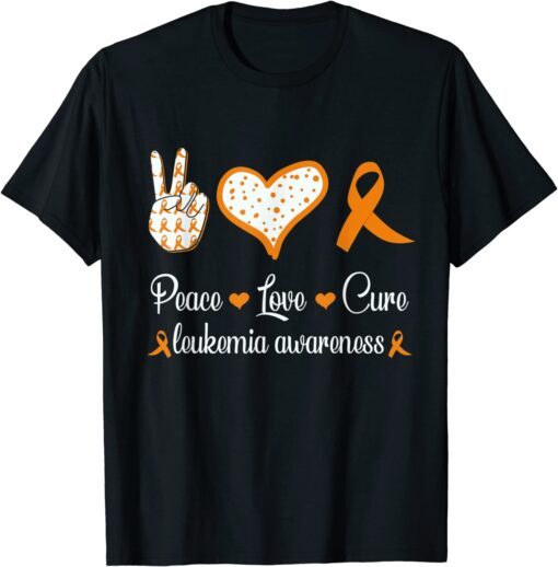 peace love cure Leukemia Awareness orange Ribbon product Tee Shirt