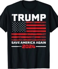 2024 Trump Save America Again USA Flag T-Shirt