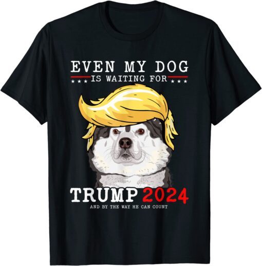 Alaskan Malamute Dog Even My Dog Is Waiting For Trump 2024 Tee Shirt