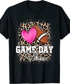 American Football Lover Game Day Leopard Cheetah Football Tee Shirt