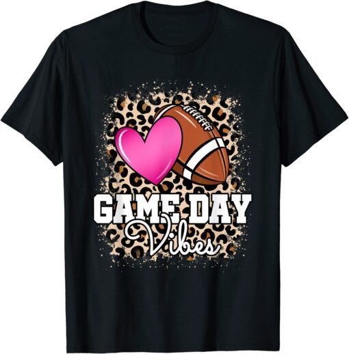 American Football Lover Game Day Leopard Cheetah Football Tee Shirt