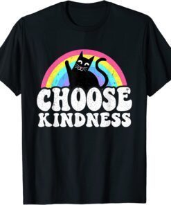 Anti Bullying Rainbow Peace Kind Hippie Cat Choose Kindness T-Shirt