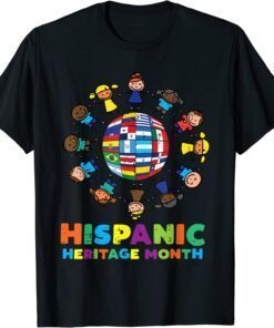 Around Globe Hispanic Flags Heritage Month T-Shirt