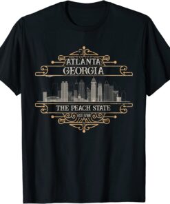 Atlanta Georgia Skyline Sketch Vintage State Capital Facts Tee Shirt