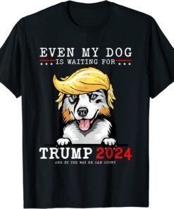 Australian Shepherd Even My Dog Is Waiting For Trump 2024 Tee Shirt