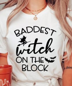 Baddest Witch On The Block Halloween Tee Shirt