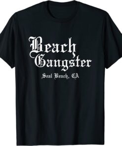 Beach Gangster Surfer Summer Ocean Palm Trees Beach Bum Tee Shirt