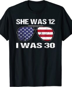 Biden She Was 12 and I Was 30 Political sunglasses USA Flag Tee Shirt