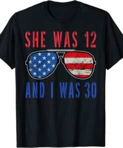 Biden She Was 12 and I Was 30 Vintage sunglasses Flag Tee Shirt