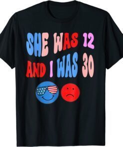 Biden She Was 12 and I Was 30 groovy flag glasses Tee Shirt